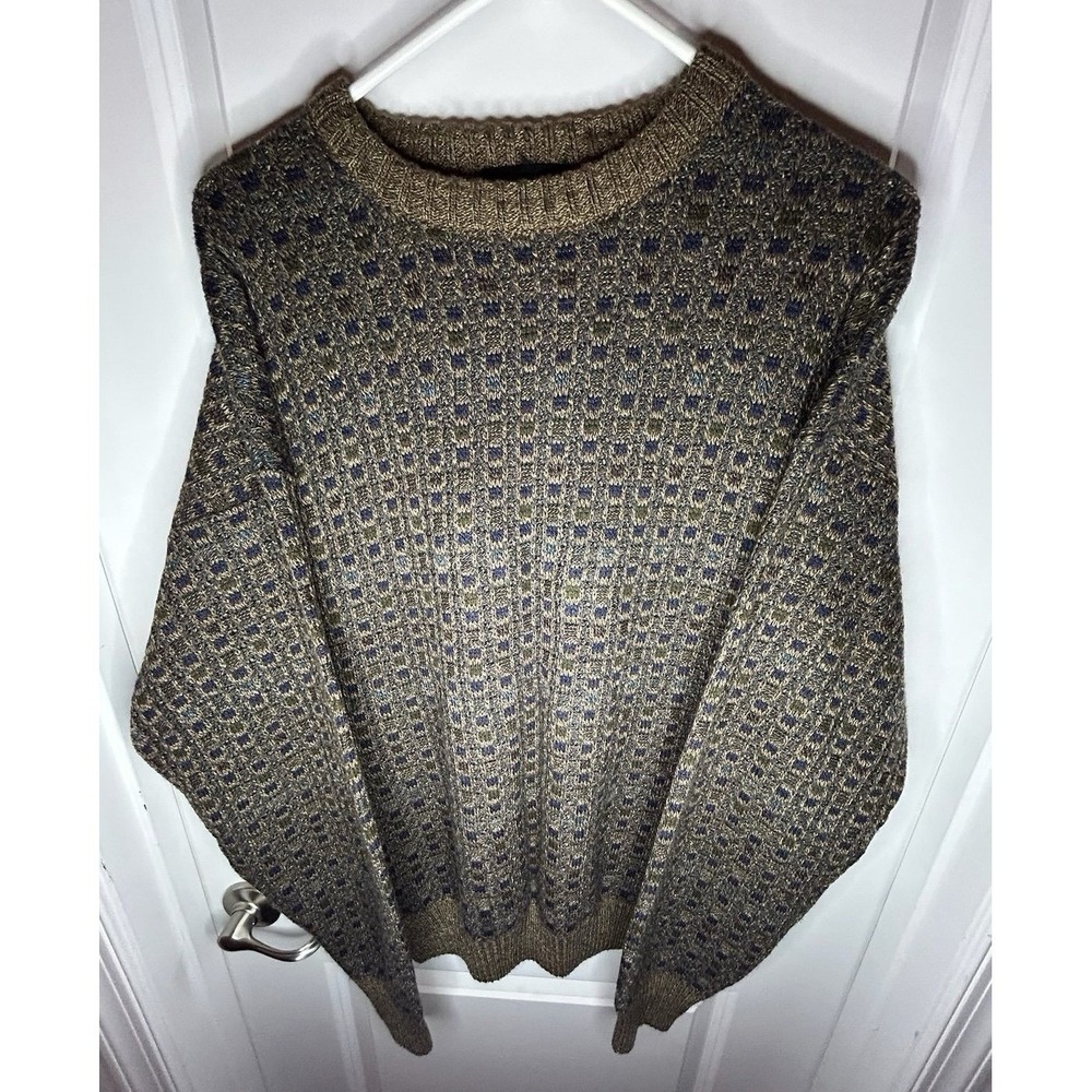Vintage 90's Modern Elements Brown Abstract Geometric Sweater Sz Mens XL